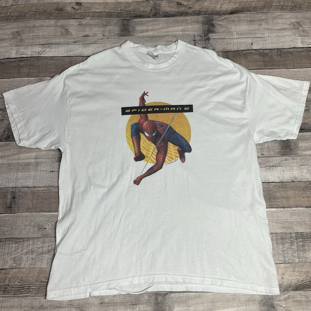 Spiderman 2 Shirt Adult XL White Vintage 2004 Movie Promo Marvel